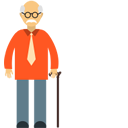 Icon of an old man holding a cane.